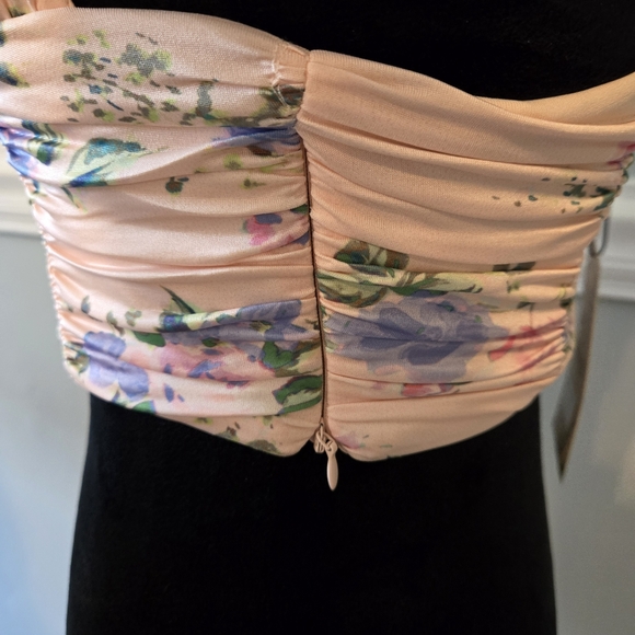 Zara Floral Ruched Halter Top Pink Size Large - Picture 9 of 10